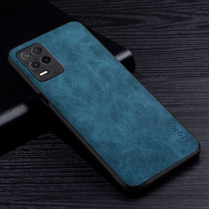 Premium Pu Leathe Telefoon Case Voor Oppo Realme 8 Pro 8i Narzo 30 8S 5G Krasbestendig effen Kleur Cover Voor Realme V13 5G Case: silicium / Bruin