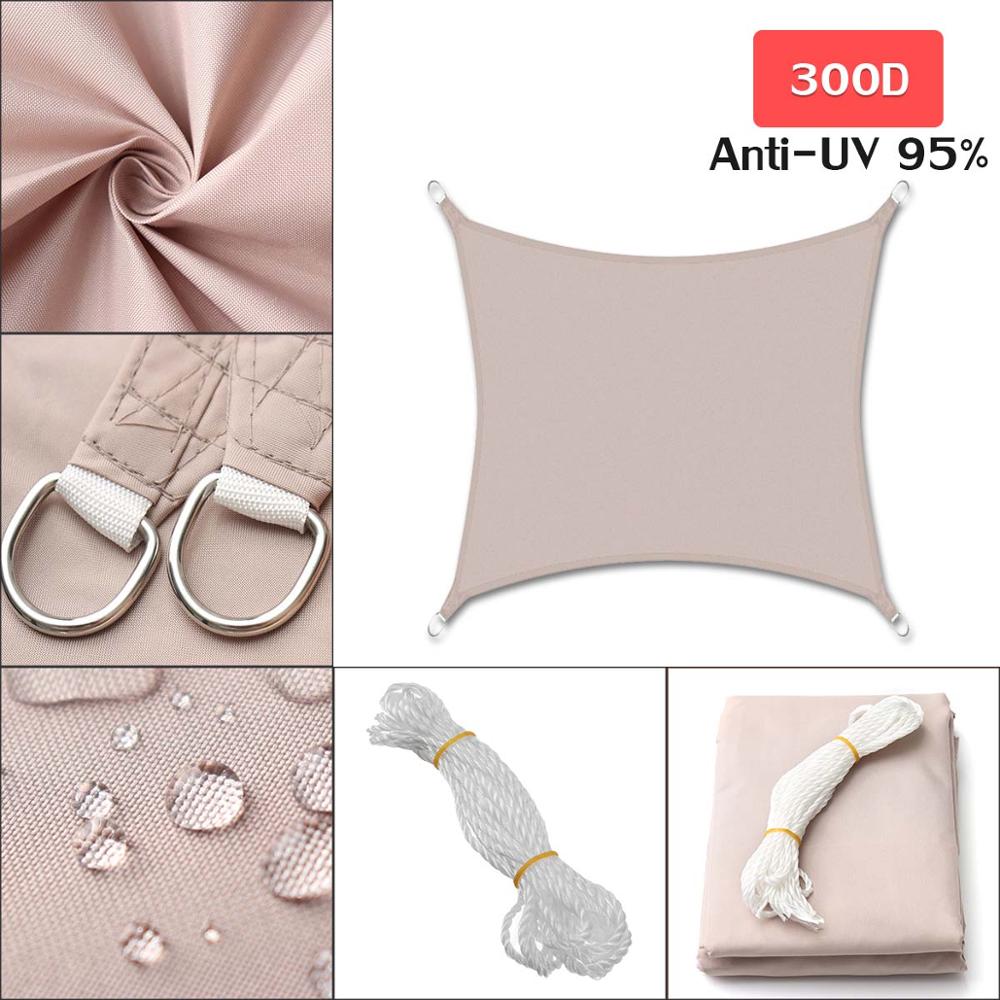 280GSM HDPE Farbic Vierkante 5x5 m/4x4 m Zonnescherm Zeil Zonwering Netten 4x4 m voor Tuin Cover Bloemen Planten Patio Gazon: Khaki 300x300cm