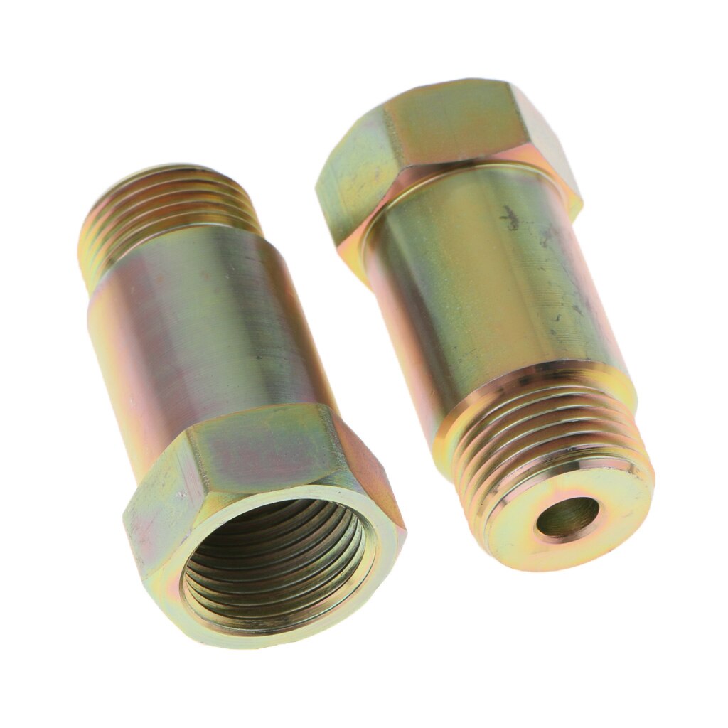 2PCS M18x1.5 O2 Oxygen Sensor Bung Adapter Extender Spacer 45mm Long Gold