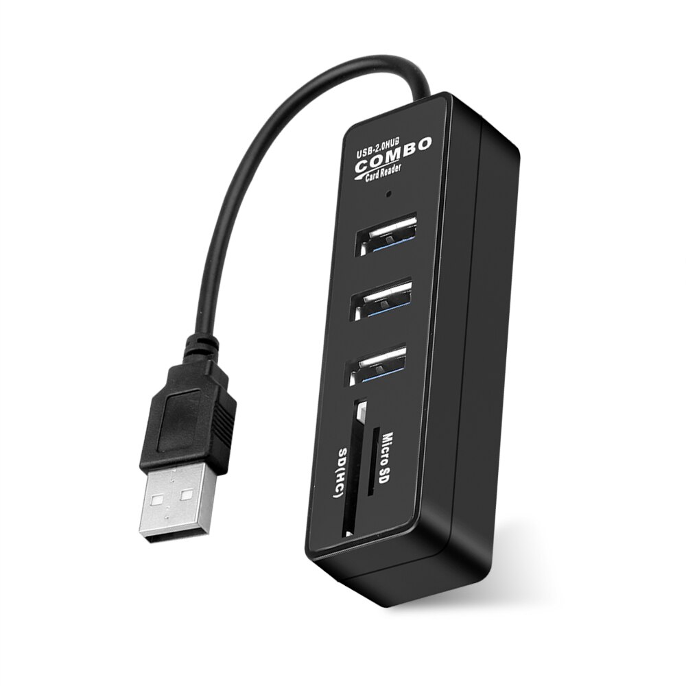 kebidu 3 Ports All in one USB Hub Combo Multi USB2.0 Splitter Hub Micro Card Reader SD/TF 480mbps High Speed for PC Computer