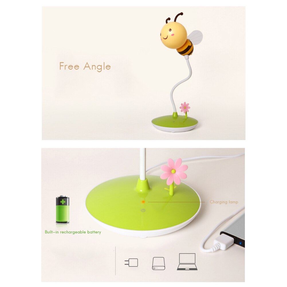 Oplaadbare 3D Nachtlampje Bumble Bee Lamp Groen/Roze Voor Elke Jongen Of Meisje Slaapkamer Decor