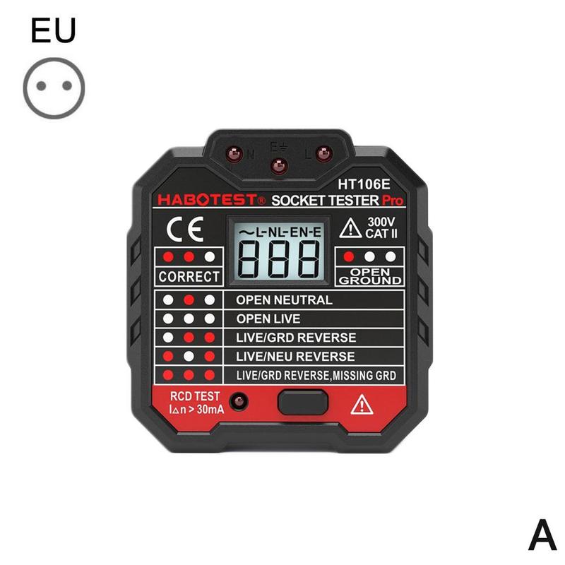 Electric Socket Tester EU / US / UK Plug Neutral Earth Leakage Test Polarity Electric Breaker Plug Circuit Wall Wire N5J4: EU