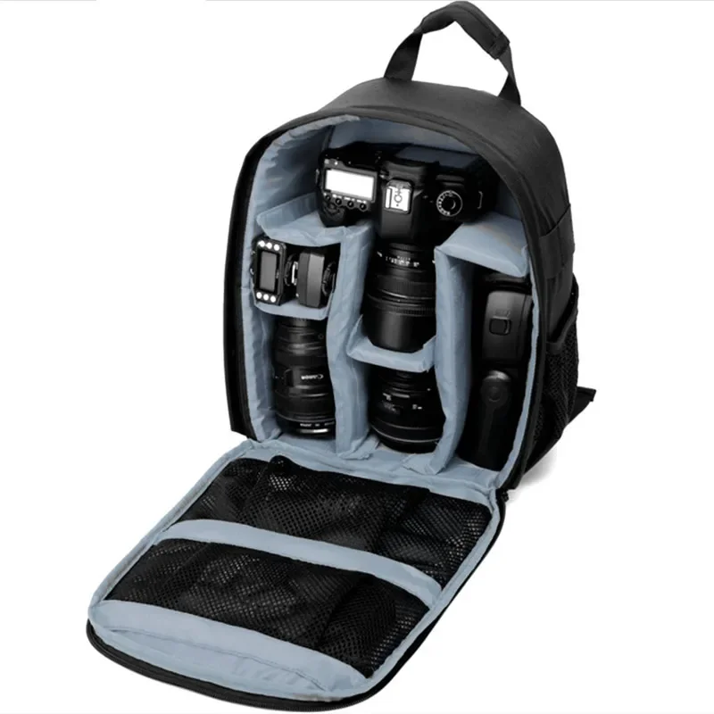 Multi-functional Camera Backpack Video Digital DSLR Bag Waterproof Outdoor Camera Photo Bag Case for Nikon/ for Canon/DSLR: GRAY