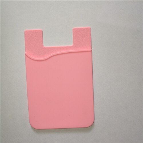 1PCS Silicone Card Cover Mobile Phone Back Pocket Women Men Card Case Elastic Non-slip Cell Phone Stick Adhesive Card Holder: Pink