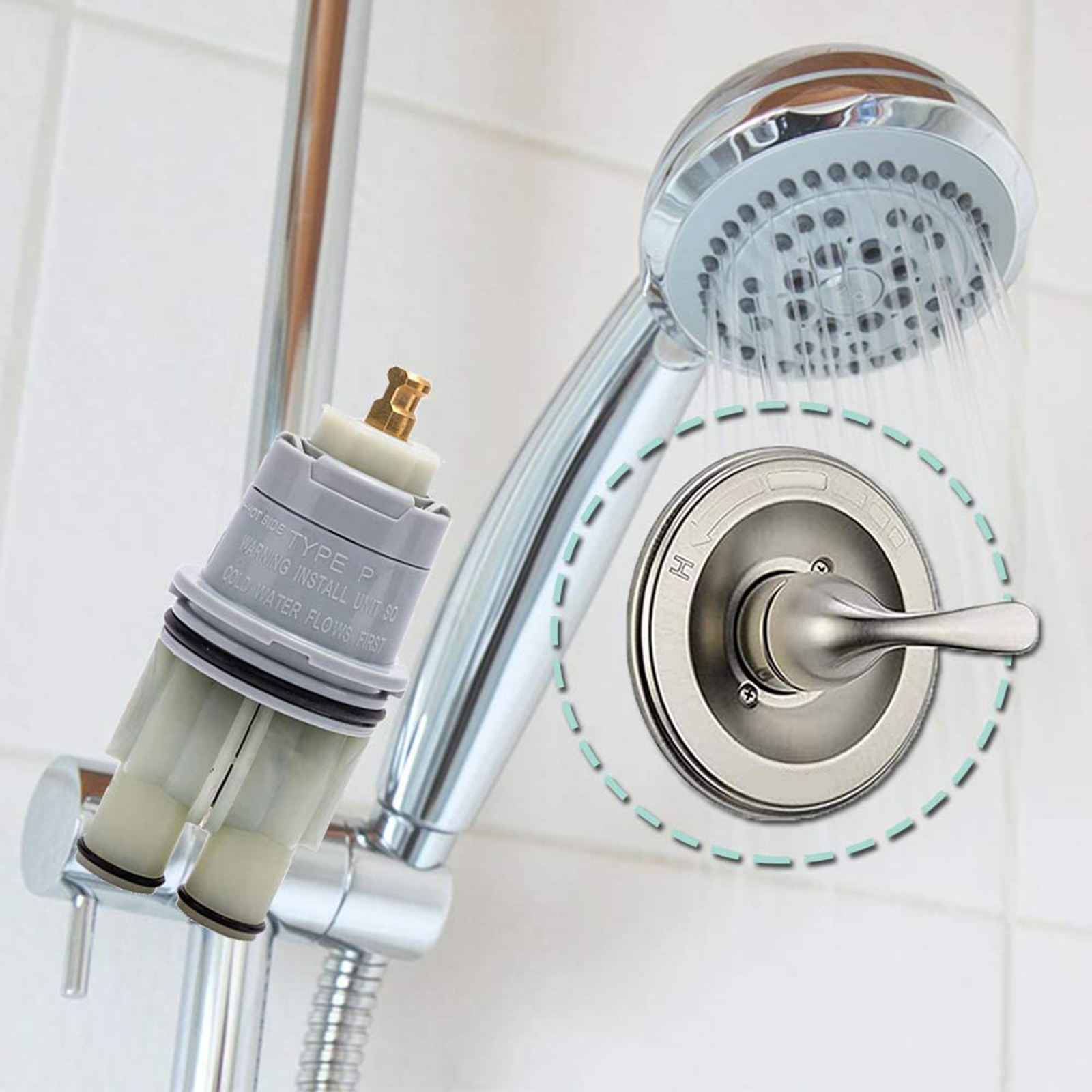 Compatible RP46074 Shower Cartridge Kit Assembly for Delta Shower Temperature Control Universal Valve Cartridge Repair White