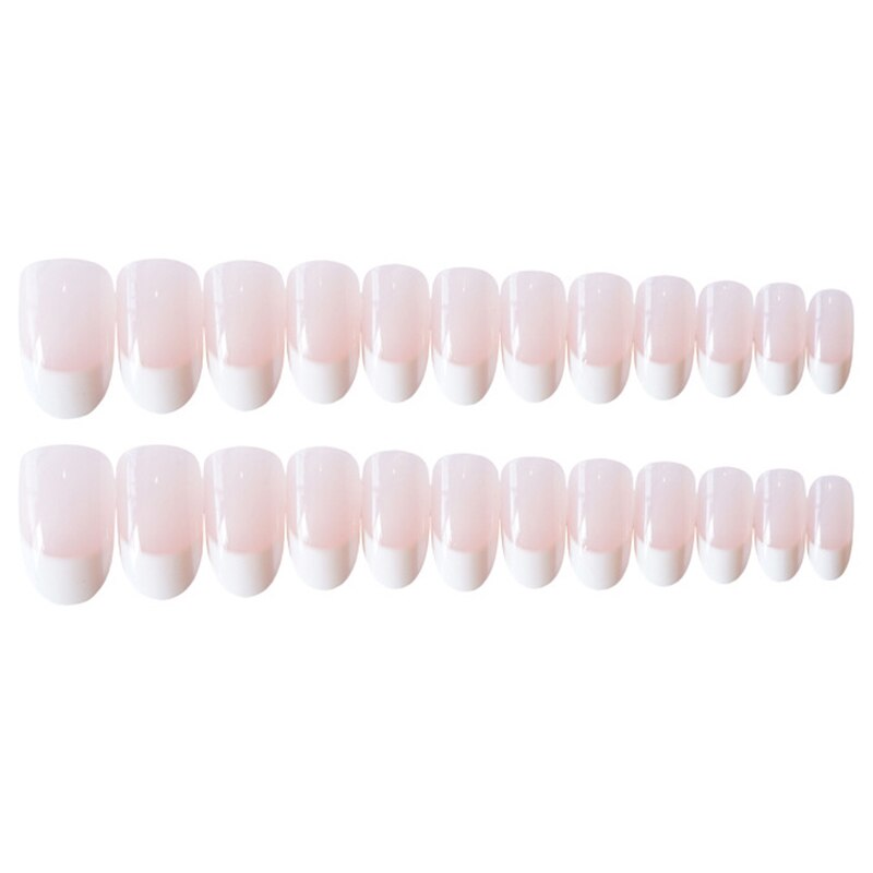 24pcs Roze Licht Kleur Ins Stijl Nep Nagels Medium Ronde Volledige Cover Afneembare Wedding Bruid Valse Nail Tips Manicure tool