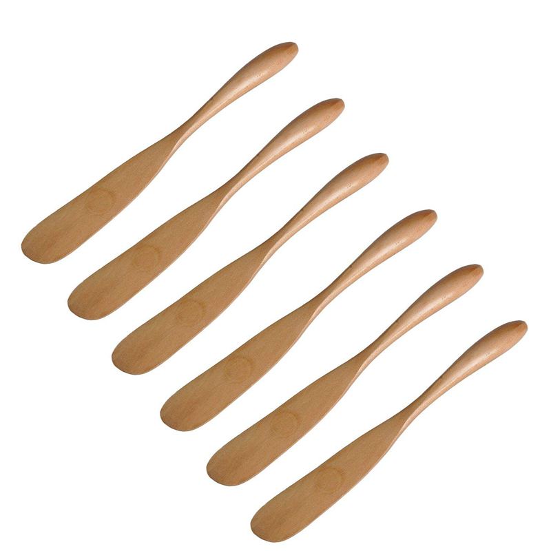 Wooden Butter Knife Cheese Spreader 6.5 Inch, Jam Knife Butter Cake Knife Mask Knife 6 Pieces: Default Title