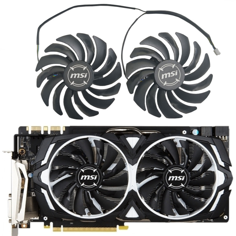 2PCS 95MM 4PIN PLD10010S12HH GTX 1080 GPU Fan，For MSI Radeon R9 380 Armor 2X GTX 1060/1070/1080Ti RX 470/570/580 Cooling Fan