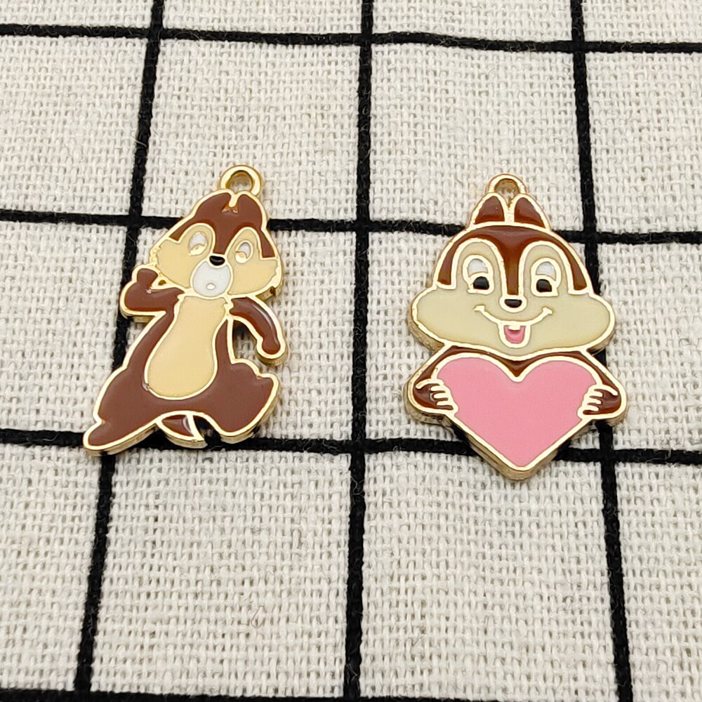 10pcs enamel squirrel charm animal jewelry accessories earring pendant bracelet necklace charms zinc alloy diy finding