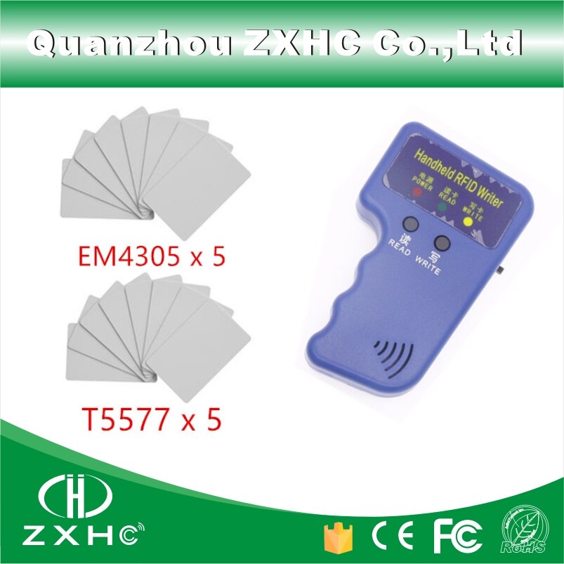 Handheld RFID Lezer Schrijver 125 KHZ RFID Copier Access Control Card Duplicator Voor ID Modus + 5 pcs T5577 Kaart en + 5 pcs EM4305 Kaart