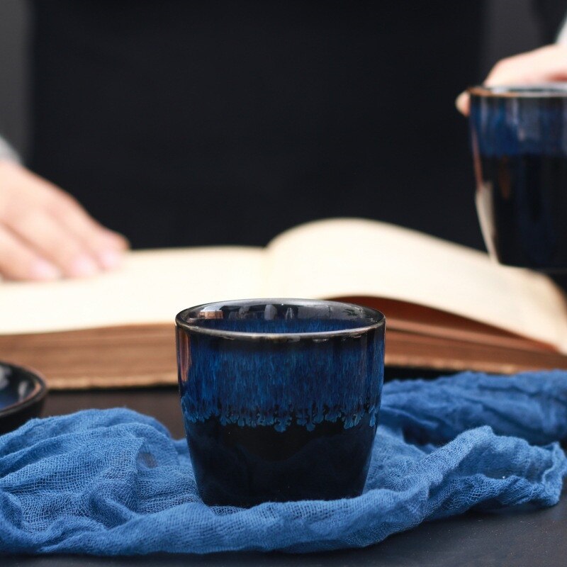 Blue Series Ceramic Coffee Cup Breakfast Cup Afternoon Tea Cup Simple Retro Tableware