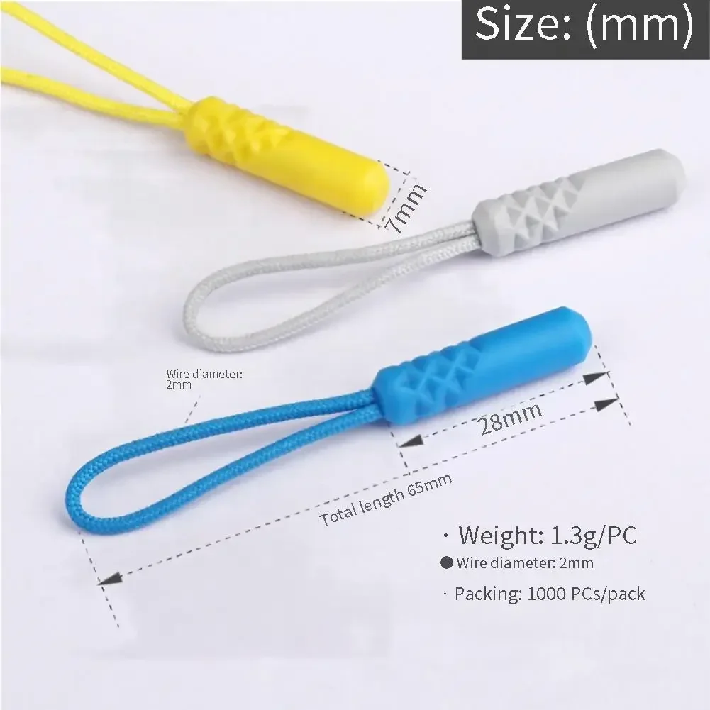 (10 uds) cabeza de tracción de cremallera de PVC cabeza de tracción de plástico cuerda de cola de escalada mochila Xiaomi con la misma cuerda de tracción de cremallera