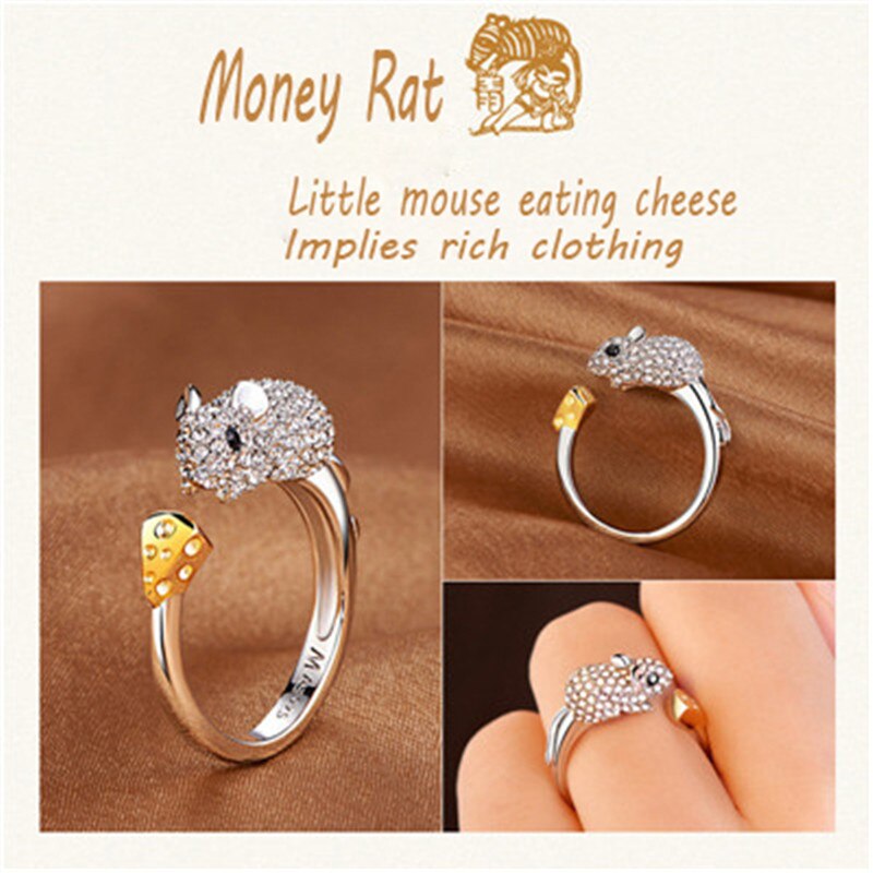 Milangirl luxe glanzende dierenring konijn/varken/draak/paard/aap/slang/schaap/tijger/hond/rat kristallen ringen voor damesmeisjes: K