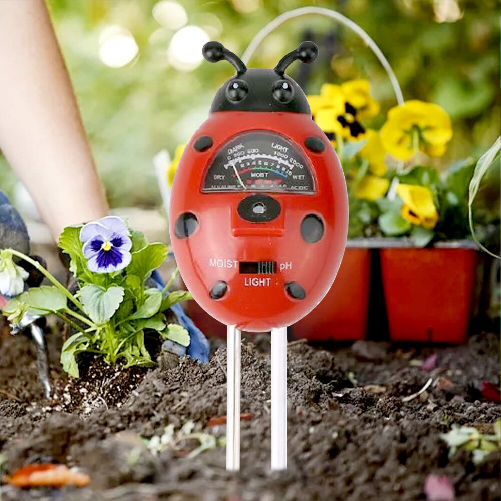 3 In 1 Vocht Leuke Zuurgraad Ph Meter Licht Tuin Boerderij Bloemen Draagbare Lieveheersbeestje Plant Bodem Tester