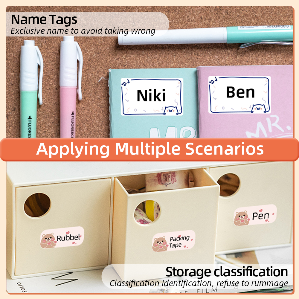 690Pcs 3 Rolls Label Sticker Voor Phomemo M110 M200 Zelfklevende Direct Thermische Etiketten Printer Waterdichte Label Papier 40x30mm