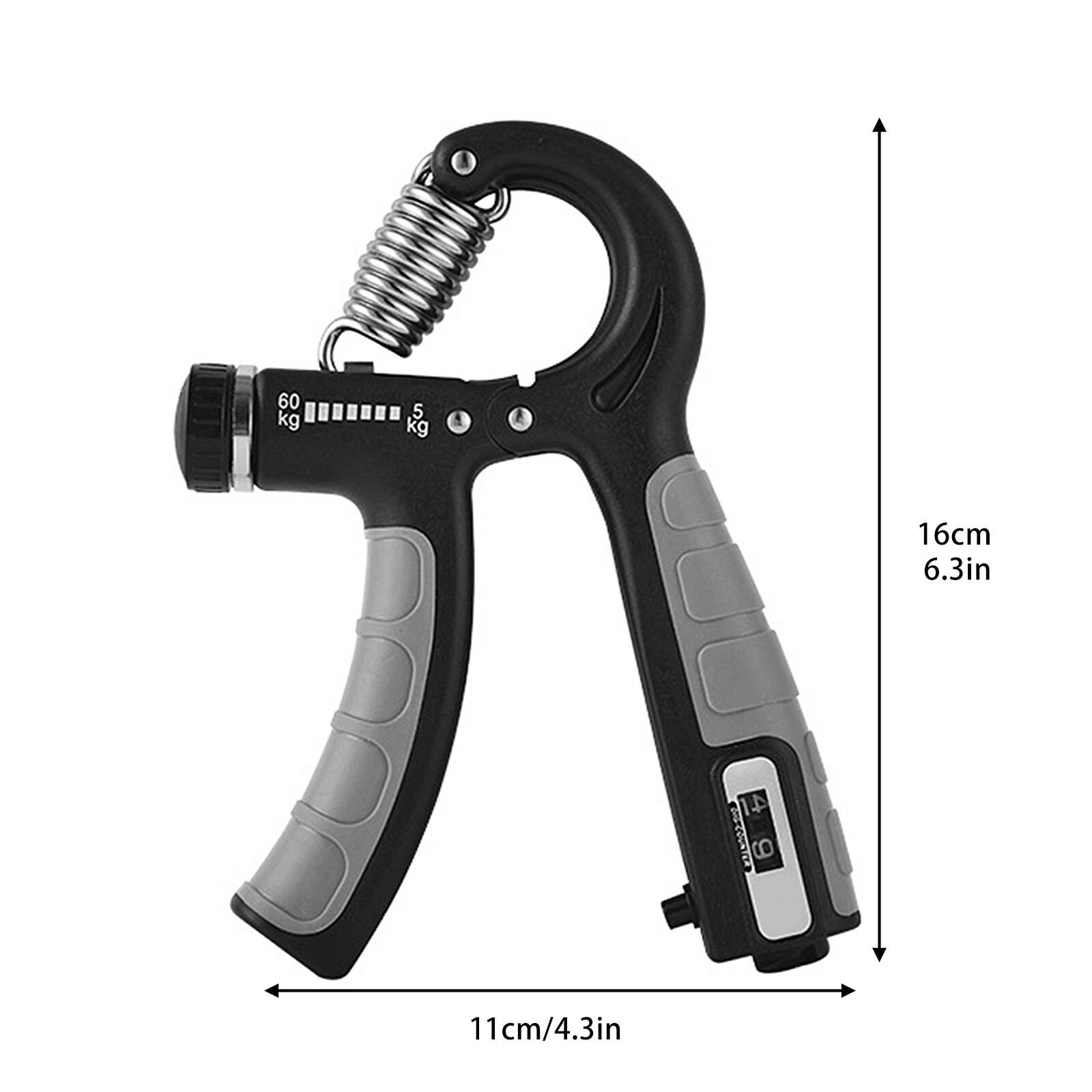 Grip Strength Device Portable Fitness Equipment Trainer Durable 5KG-60KG Countable Finger Rehabilitation Training: gray