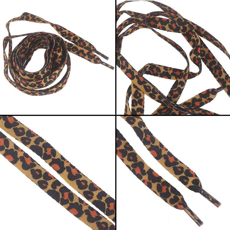 1 paire Léopard Imprimé Lacets Plat Lacets Élastiques Applicable À Toutes Sortes De Décontracté Chaussures De Sport Bottes