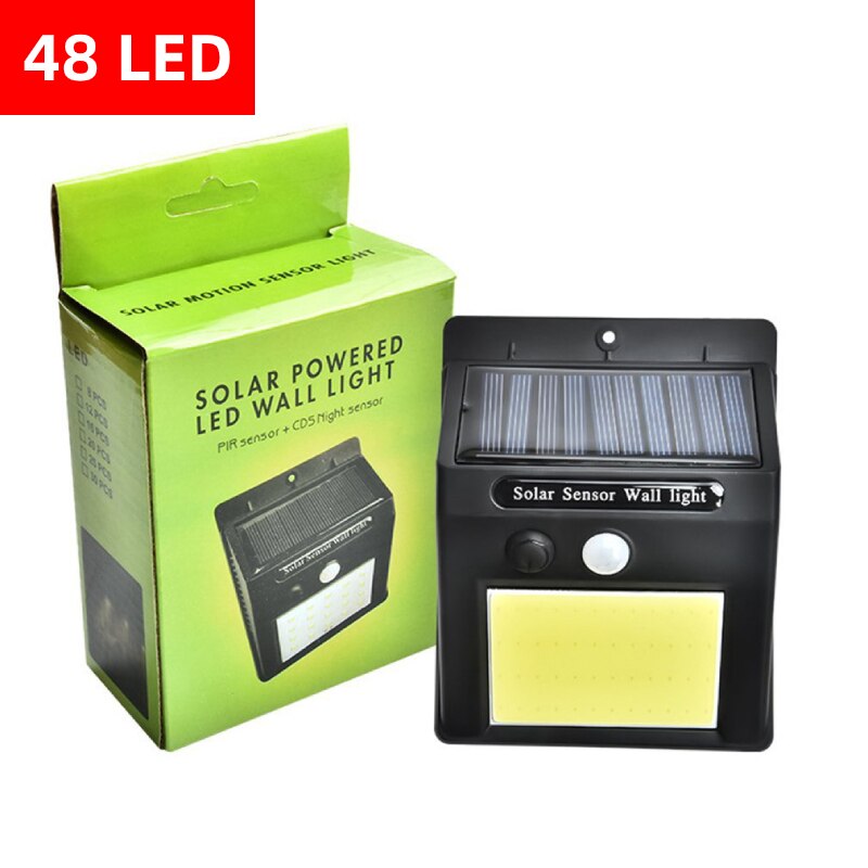 20/30/48/100 ledede solføler gater lys pir bevegelsessensor vegglamper vanntett  ip65 utendørs hage hage nødlampe: 48 ledet
