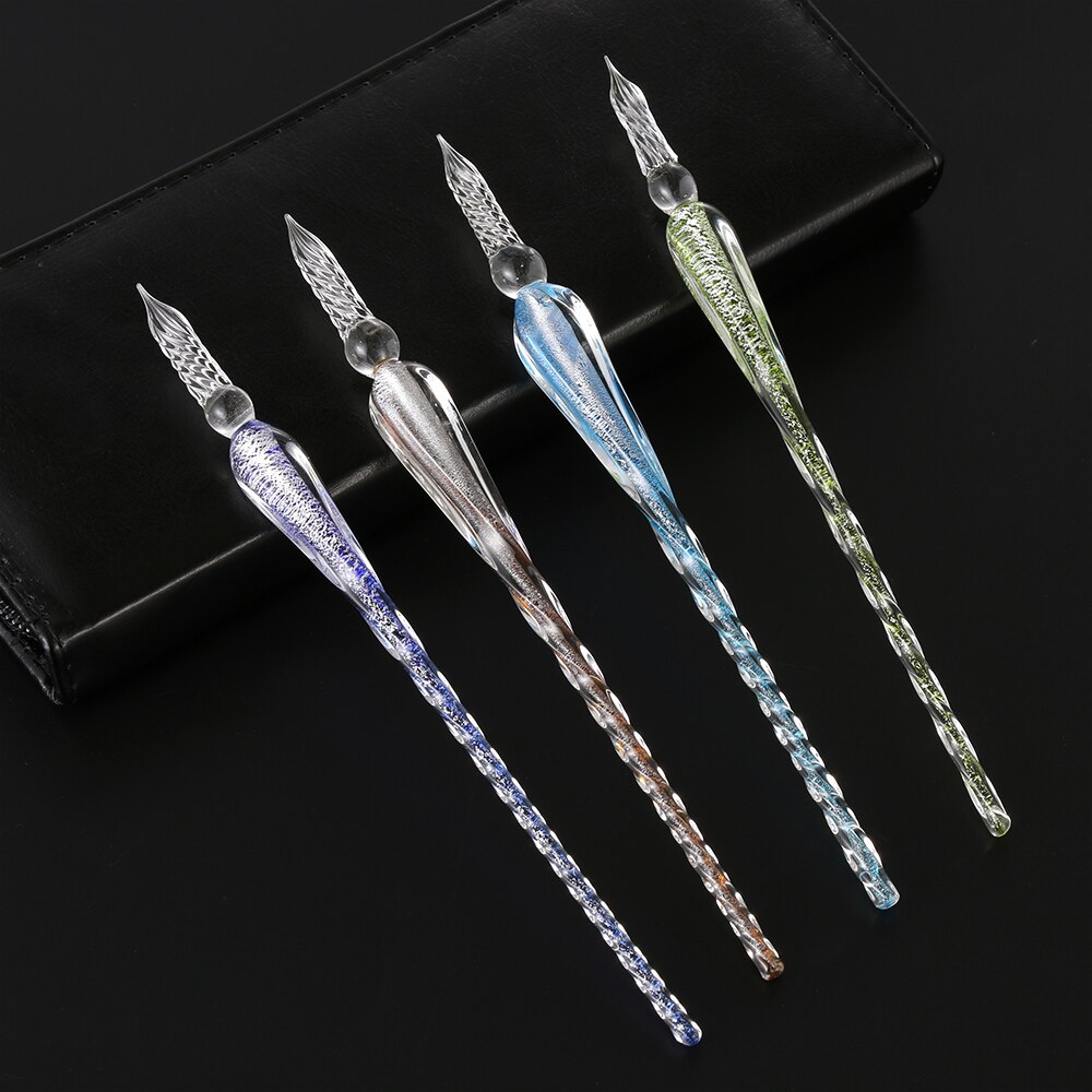 1PC Vintage Glass Dip Dipping Pen Filling Ink Signature Calligraphy Fountain Pen Writing Handmade Art Painting Supplies Tool