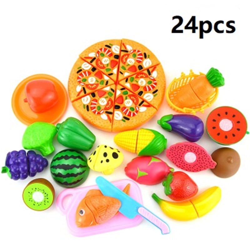 23 pz/set plastica taglio frutta e verdura giocattoli con cestino bambini cucina giocattoli finta gioca giocattoli educativi