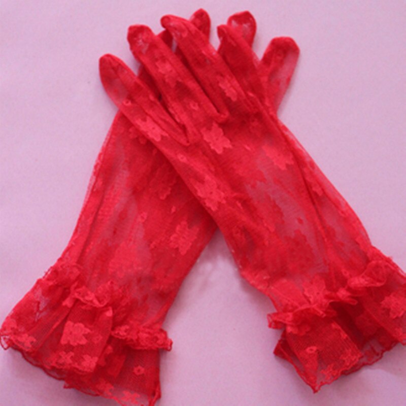 Guantes de encaje de color blanco/encaje de color marfil para mujer, longitud de la muñeca, para boda, dedo corto, accesorios de boda, guantes para de graduación, guantes para juegos de disfraces