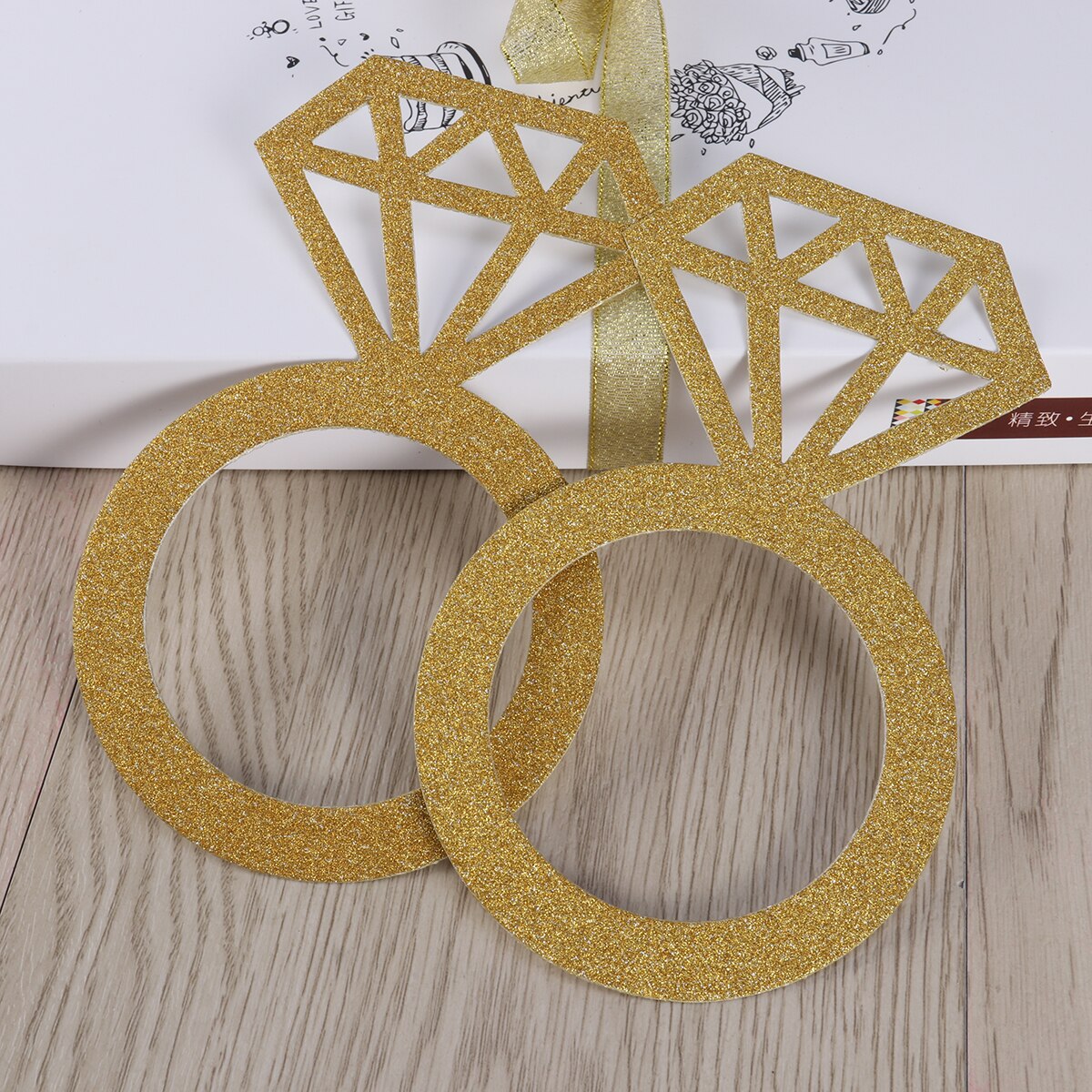 3 meter lige gift brev & ring glitter papir bannere bunting kranser fotoboks rekvisitter til bryllup dekoration