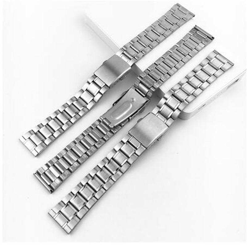 Rvs 12/14/16/18/20/22Mm Horloge Band Pols Armband Zilver Kleur metalen Horlogeband Met Vouwsluiting Voor Mannen Vrouwen