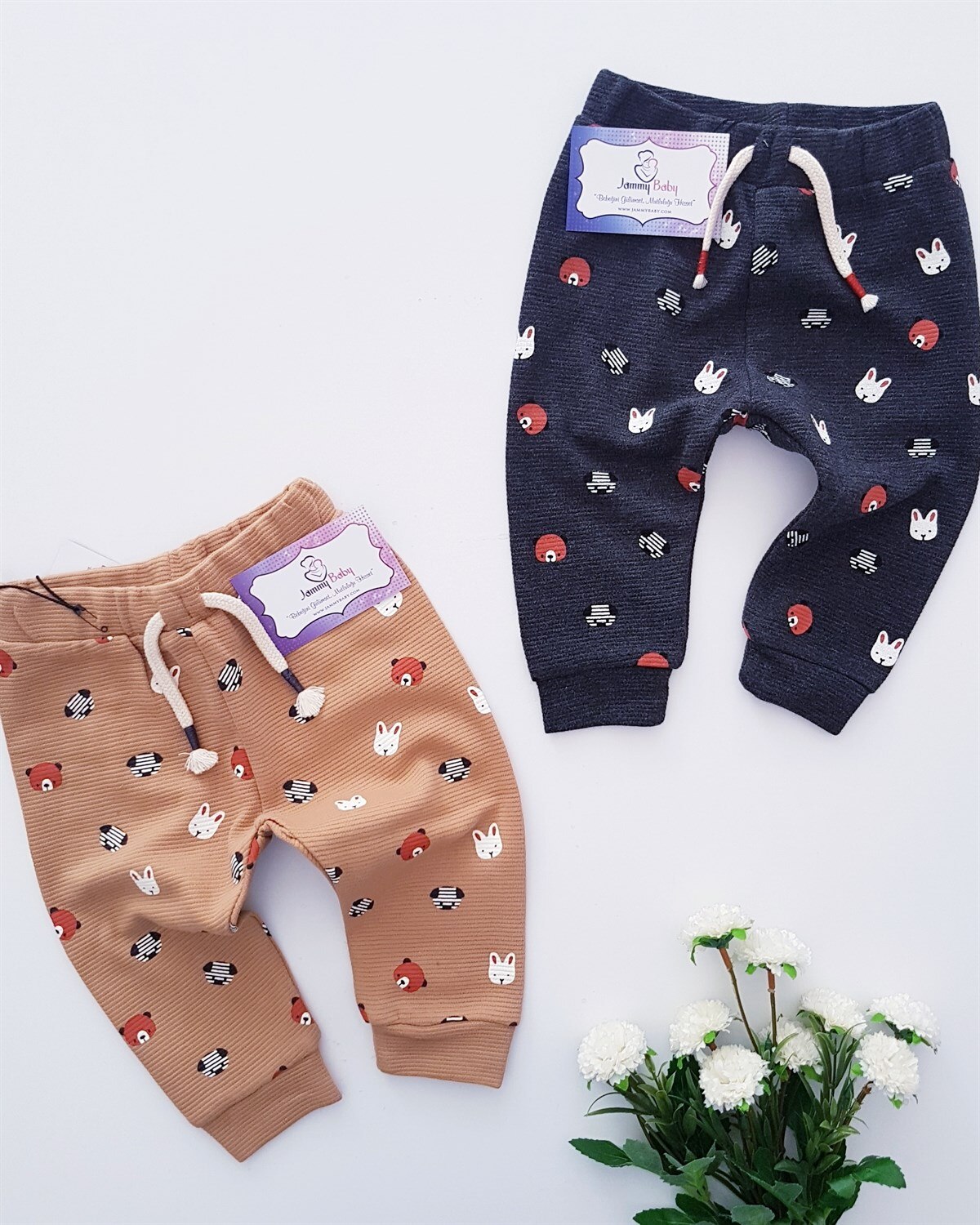 Pantalones de algodón para niñas y niños, pantalón popular de 2 piezas, con cintura elástica gruesa, de otoño