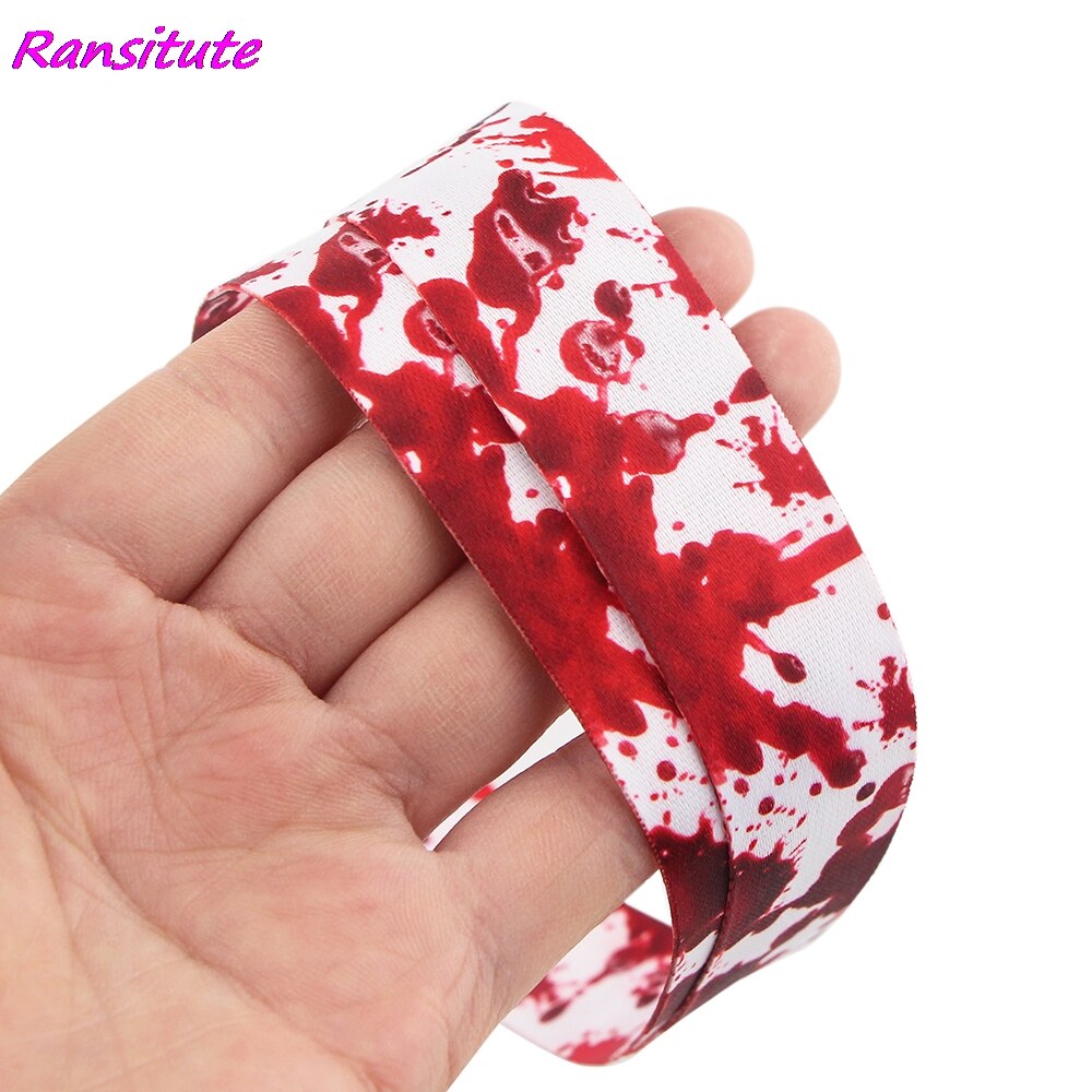 Ransitute R1630 Scary Bloedvlek Schilderen Art Sleutelhanger Lanyard Neck Strap Voor Telefoon Keys Id Card Mode Lanyards Helloween