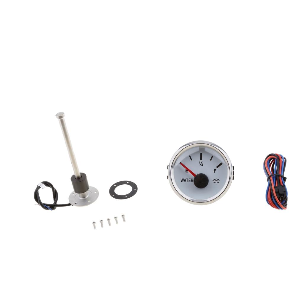 Replacement Fuel &amp; Liquid Level Gauge Sensor + 52mm (2'') Water Level Indicator Gauge Meter Kit 12 Volt