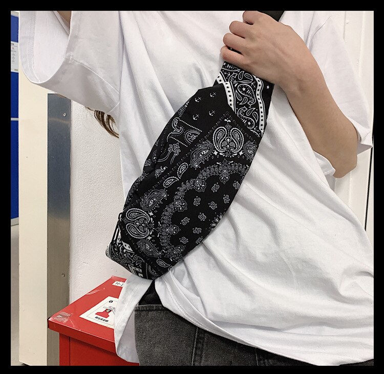 Midjeveske fanny pack harajuku stil damebelteveske mørk hip-hop rumpeveske slynge brystveske reise dagligliv high street