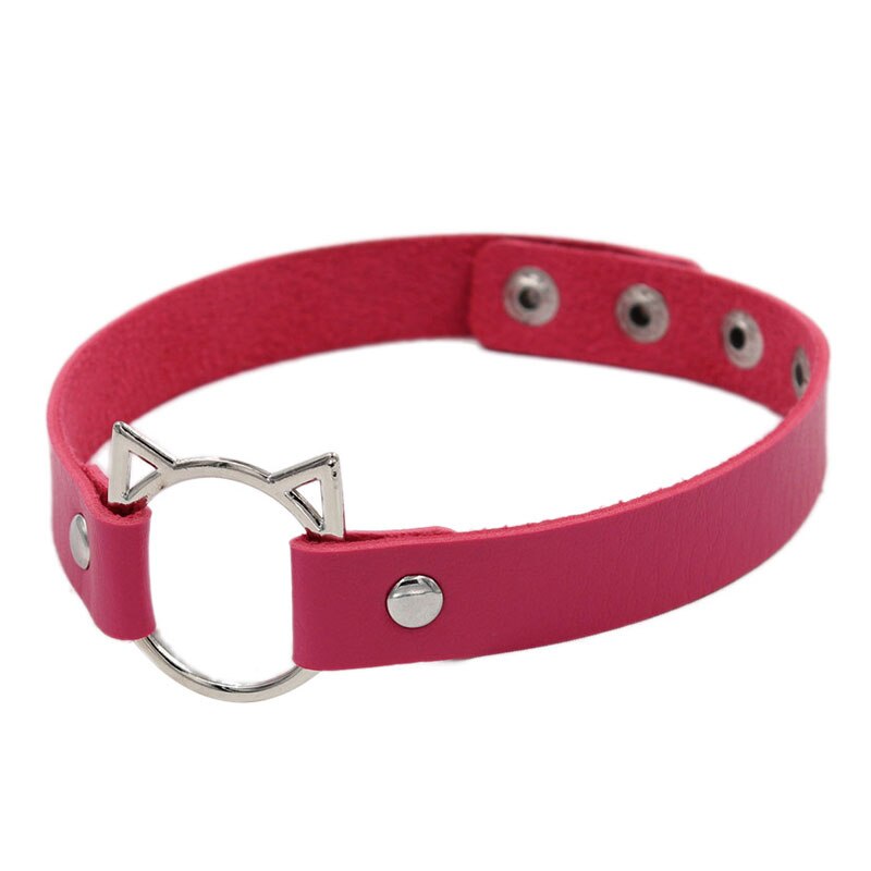 Kat øre pu læder choker halskæde kvinder chocker halskæder tilbehør punk halsrem bryllup brud smykker