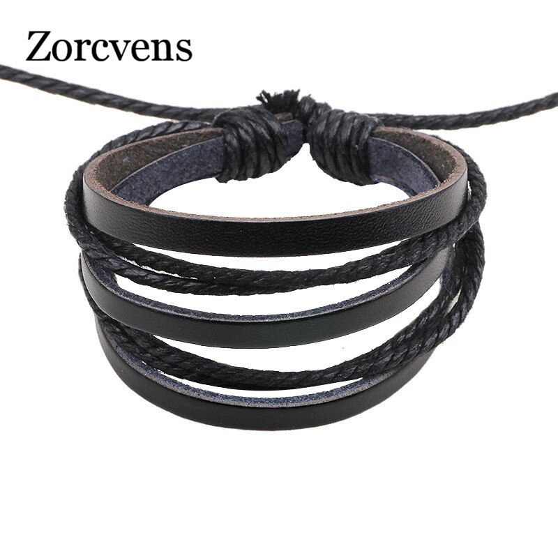 Modyle Leather Bracelets & Bangles for Men and Women Black and Brown Braided Rope Man Jewelry