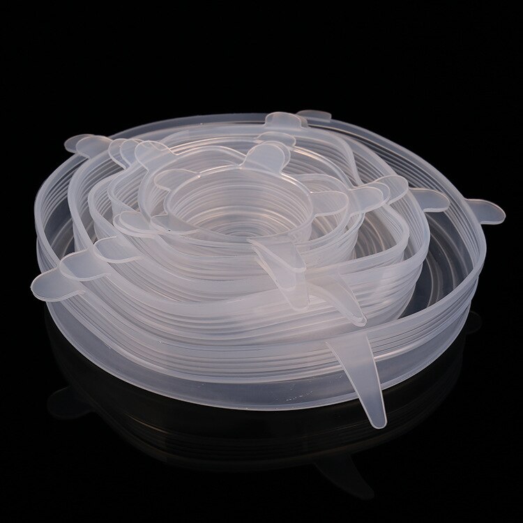 6/2pcs Reusable silicon stretch lids universal lid Silicone food taper wrap bowl pot lid cover pan cooking Kitchen Stoppers: White