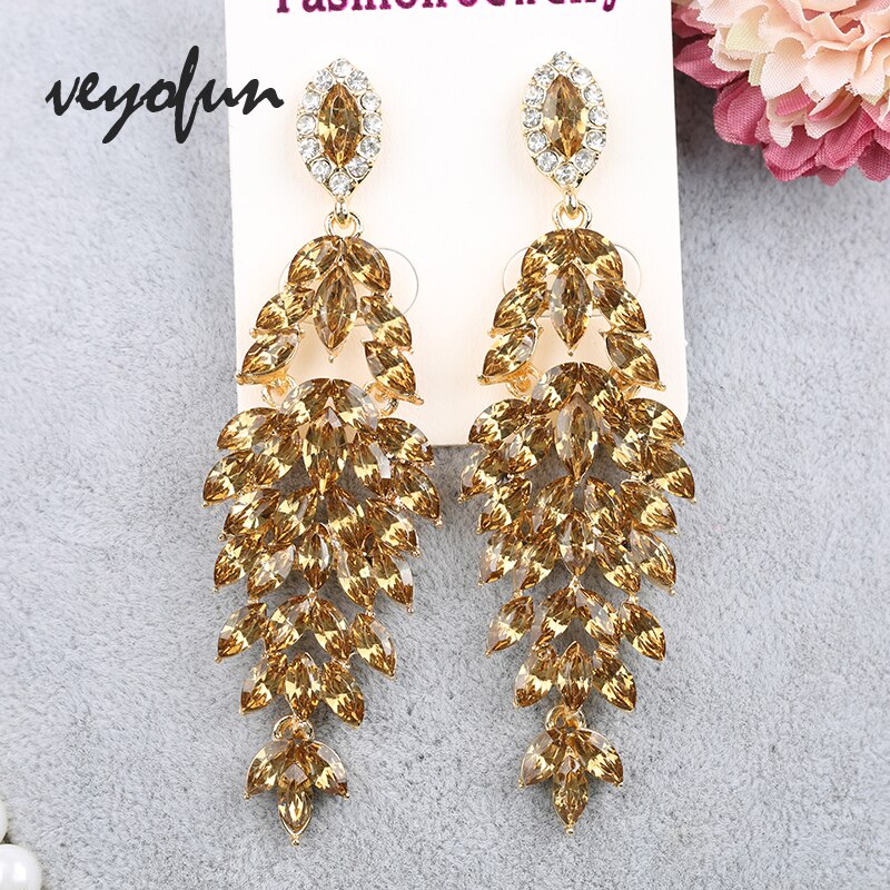 Veyofun Luxury Crystal Earrings Vintage Wedding Dangle Earrings Jewelry For Women