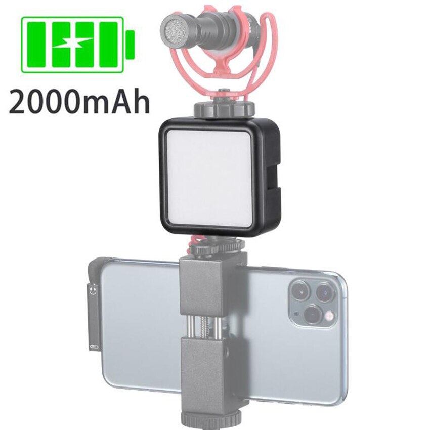 VL49 Mini Camera Video Light with Cold Shoe, Portable & Rechargeable 2000mAh LED Photography Lamp Dimmable for Vlogging