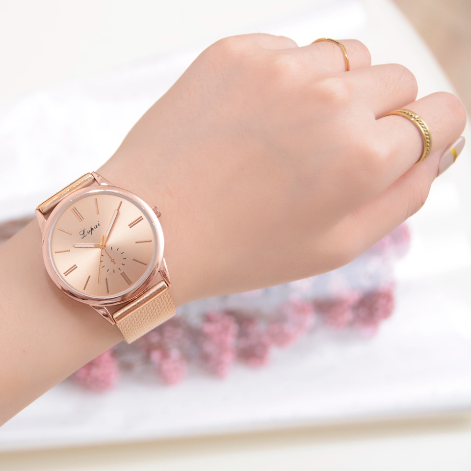 Lvpai Brand Ladies Wrist Watch Luxury Silver Silicone Strap Dress Quartz Clock Simple Silver Bracelet Watches