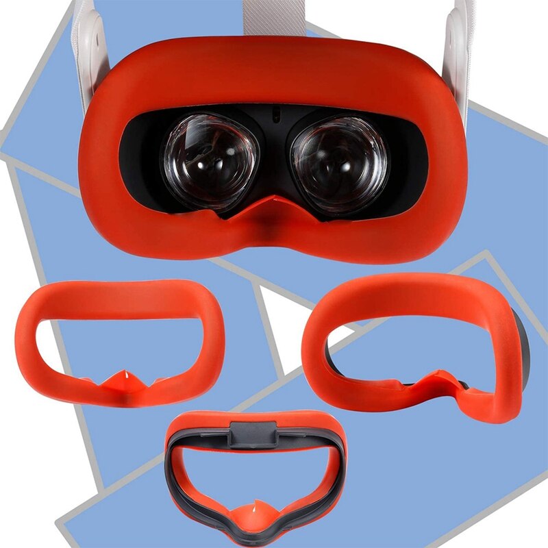 VR silikonowe etui ochronne do Oculus Quest 2 z silikonową osłoną obiektywu Sweatproof Lightproof Anti-leak (czerwony)