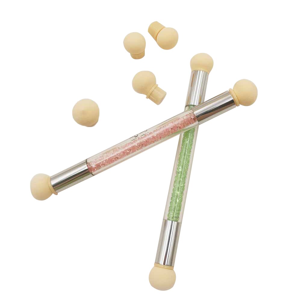 1 stuk dubbelzijdige borstel sponskop strass handvat nail art borstel nail art schildertool gradient arcering pen stippen