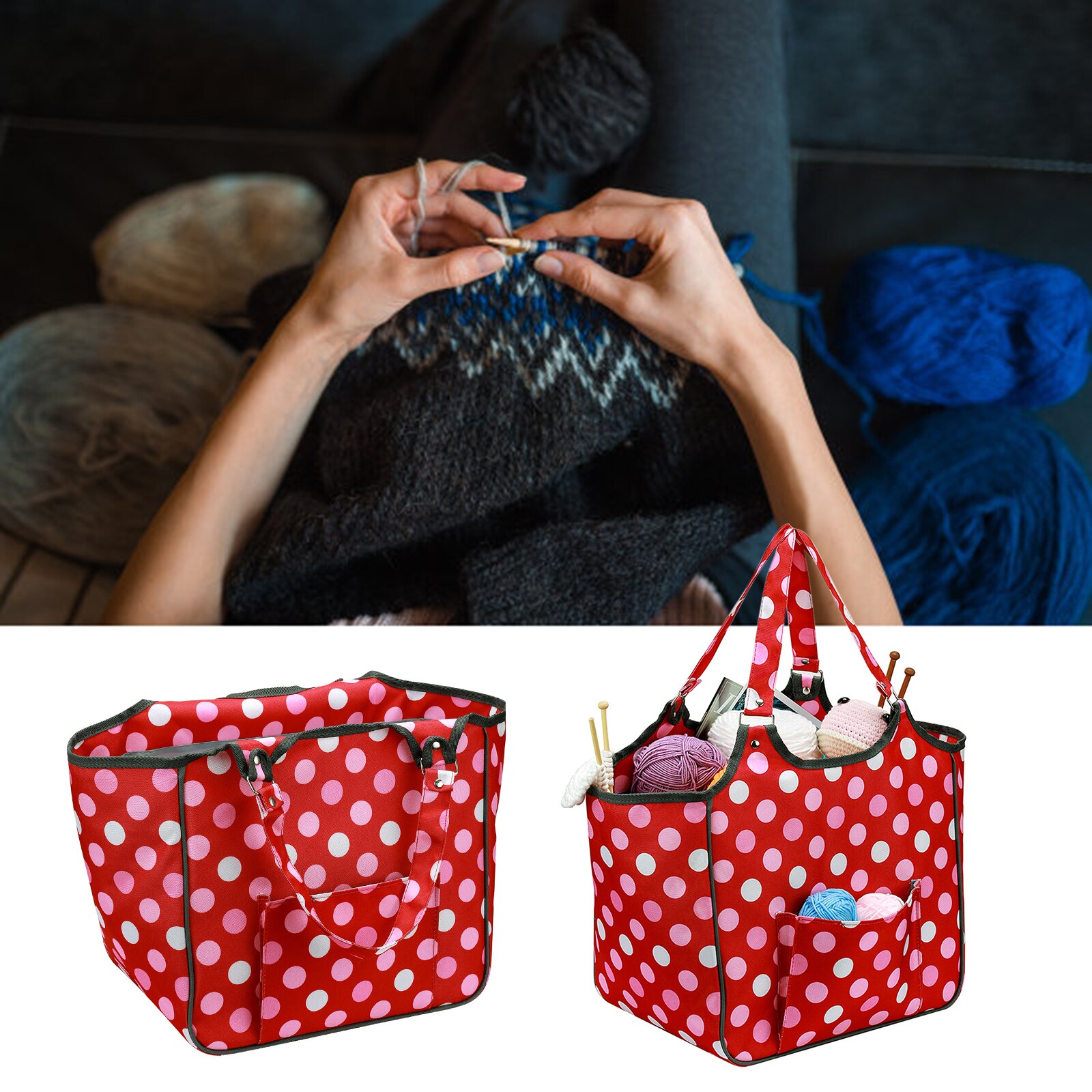 Box Knitting Bag Storage Bags Portable Knitting Tote Bag For Knitting Storage Organizer Large Crochet Organizer Bag
