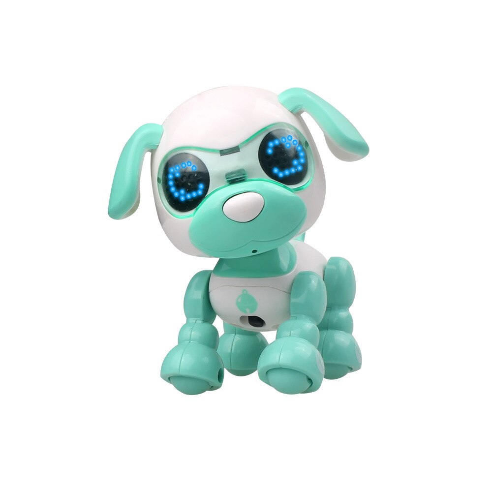 Interactivo RC Perro Robot de juguete inteligente electrónica mascotas perro de los niños de juguete Animal ojos LED grabación de sonido cantar dormir juguetes inteligentes: Green 