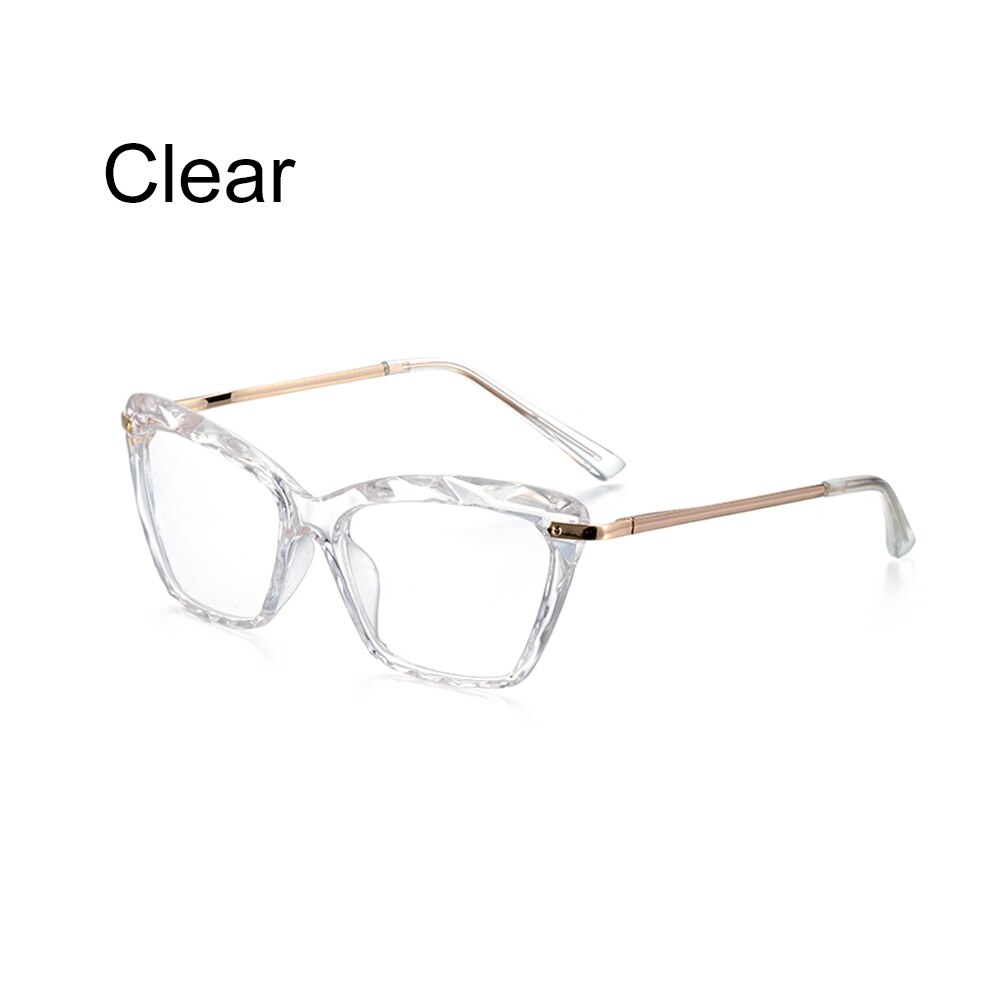 Gafas de cristal facetadas para mujer, montura de gafas de Ojos de gato, se puede equipar con miopía, montura Vintage para hombre, 1 unidad: Clear