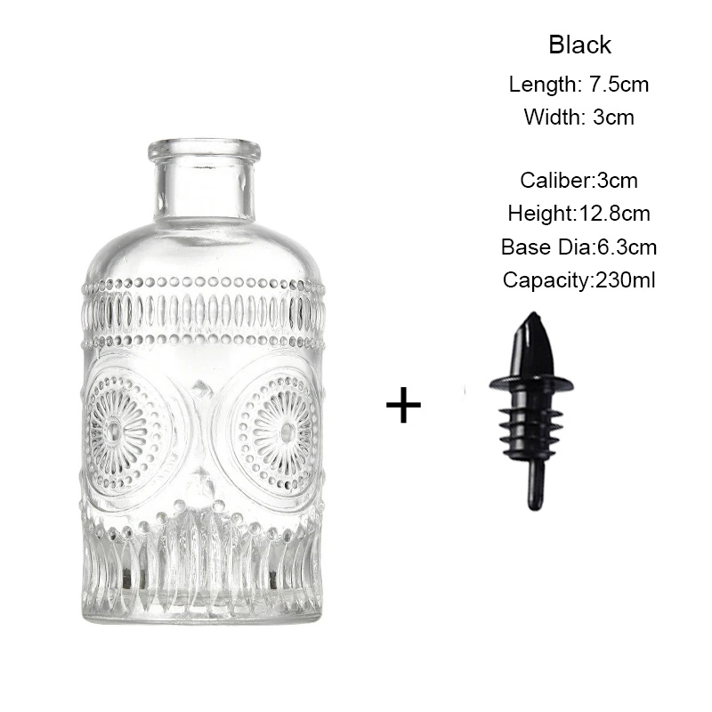 Botella pequeña de vidrio en relieve con tapa, botella de salsa, botellas amargas, edulcorante, botellas cuentagotas, botella de condimentos, accesorios de cocina: Morado