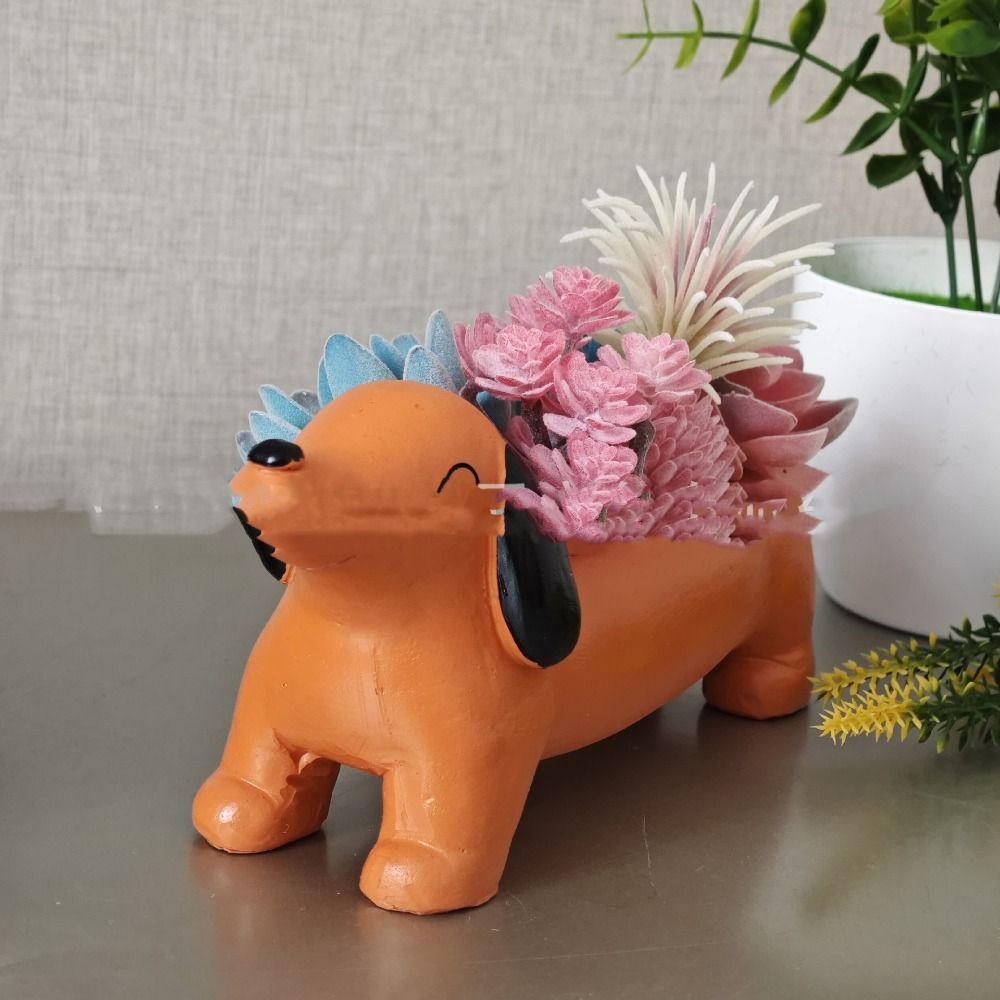 Tuin Decor Hars Hond Plant Pot Leuke Gesimuleerde Teckel Bloempot Cartoon Hydrocultuur Bloemenhouder Balkon