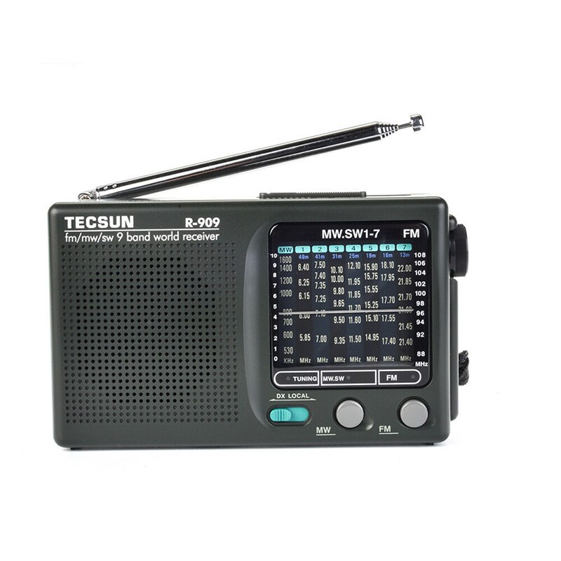 Retro Stereo Radio Tecsun R-909 Fm Mw (Am) Sw (Kortegolf) 9 Bands Medium Wave Korte Golf Ontvangen World Radio Receiver Fm: Default Title