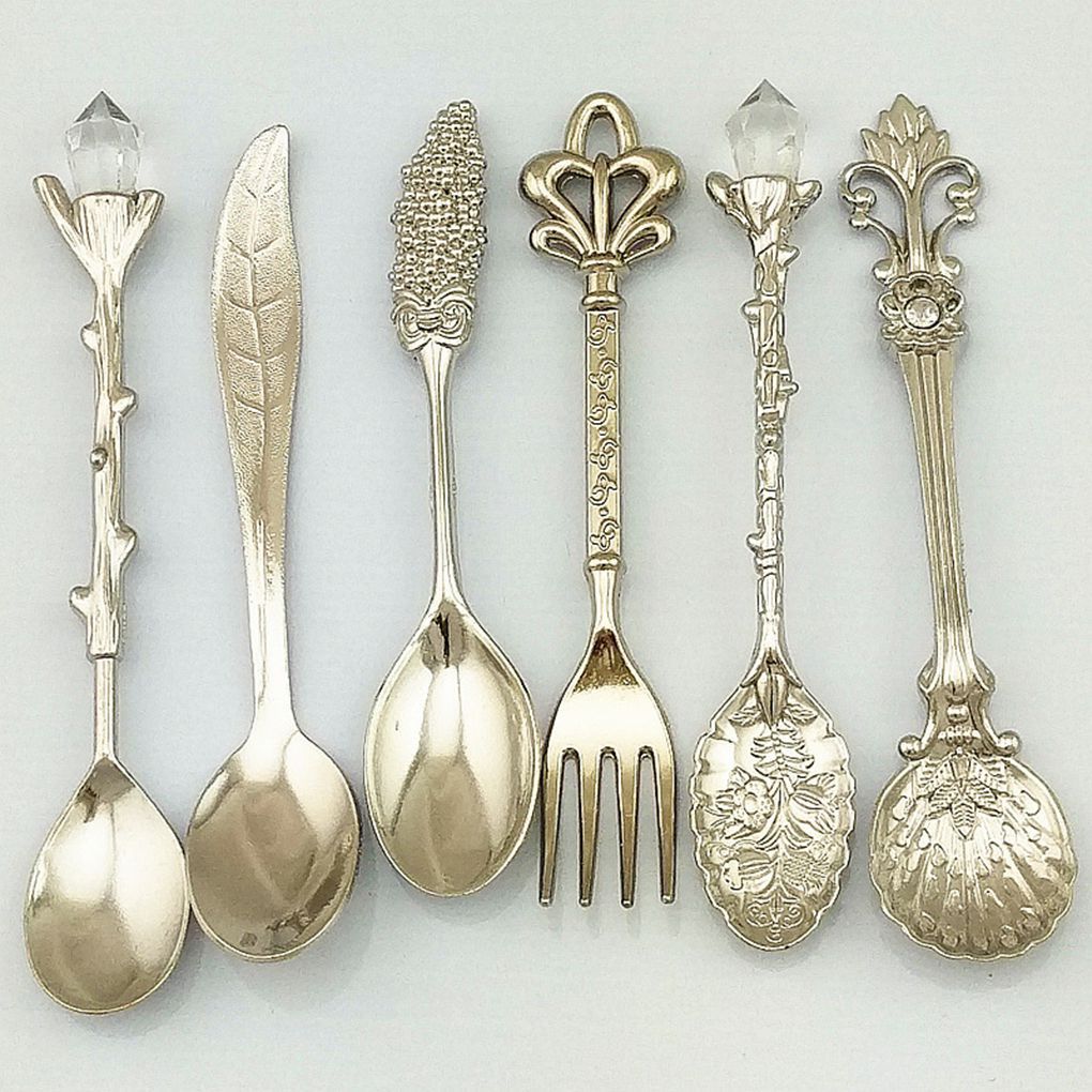 Cucharas pequeñas de café y té, cuchara ecológica tallada en bronce, 6 piezas,: 2