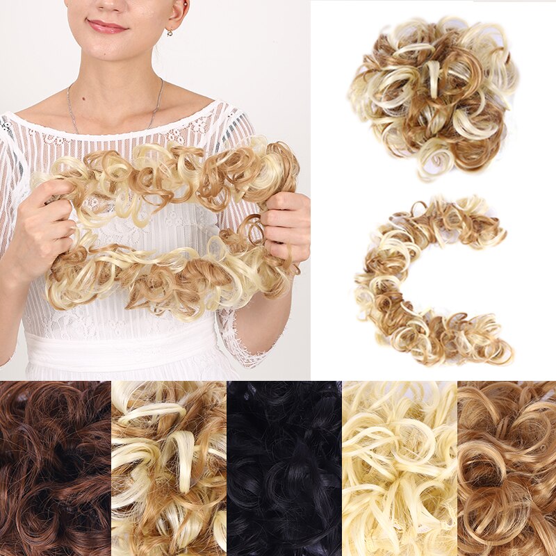 Xnaira Synthetic Hair Bun Messy Chignon WIth Rubber Band Updo Donut Roller Scrunchie Hair Pieces For Women High Temperture Fiber