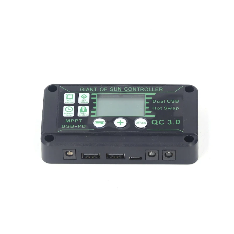Controlador MPPT de carga Solar 100A 80A 60A 30A 10A, regulador de carga de Panel Solar de 12V/24V/50V con USB Dual con pantalla automática