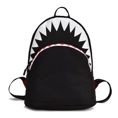 leuke baby schooltas cartoon haai rugzak student jongen meisje universele casual schoudertas: Black / L