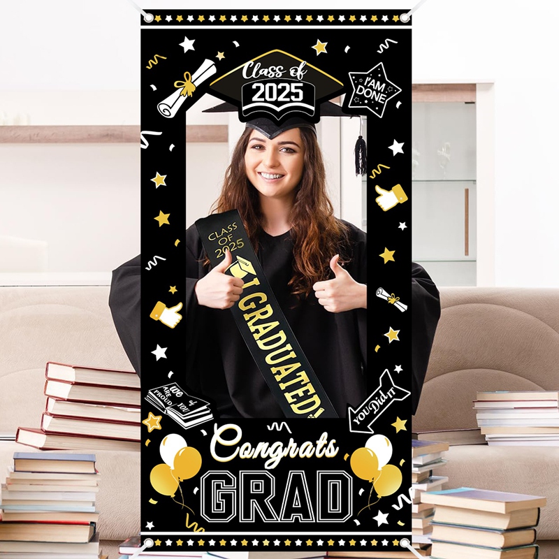 Accesorios para fotomatón de graduación de 2025, pancarta con marco para celebraciones de graduación de la clase de 2025, decoración, fondo de fotografía, suministros para fiestas